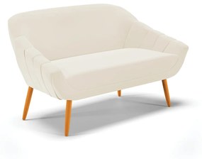 Kit 01 Namoradeira 02 Lugares e 02 Poltronas Giovana Veludo Bege Pés Palito Castanho - D'Rossi