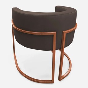 Poltrona Decorativa Base Metal Bronze Luna Veludo Marrom - Sheep Estofados - Veludo Marrom