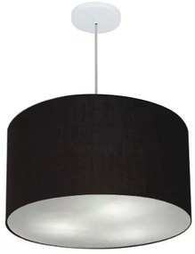 Lustre Pendente Cilíndrico Md-4257 Cúpula em Tecido 45x30cm Preto - Bivolt