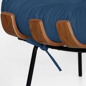 Puff Decorativo Sala de Estar Costela Rib Suede Azul Marinho