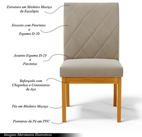 Kit 2 Cadeiras de Sala de Jantar Estofadas Gomes Madeira Maciça Suede Bege G78 - Gran Belo