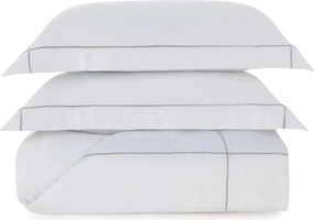 Colcha c/ Porta Travesseiros Trussardi Bambu 300 Fios Girelli Branco e Platino - King  King