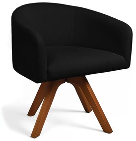 Poltrona Sala Base Giratória Madeira Arielle Bouclê Preto D03 - D'Rossi