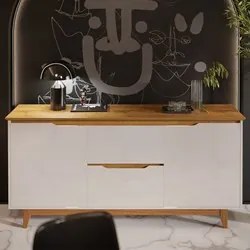 Buffet Aparador para Sala de Jantar 163cm Flow Off/Freijó - EJ Móveis