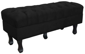 Puff Retro Luis Xv Capitonê 1 Metro Suede Preto - D'Rossi