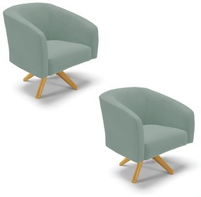 Poltrona Decorativa Giratória MA30 Kit 2 Stella Cotelê Ext/Veludo D03 - D'Rossi - Menta