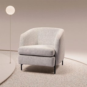 Poltrona Decorativa Salem Pés Metálicos Bouclê Rústico Cinza G92 - Gran Belo