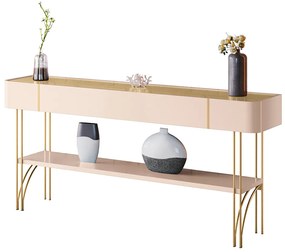 Aparador Rennes Decorativo MDP/MDF Pés de Aço Off White/Champagne G26 - Gran Belo