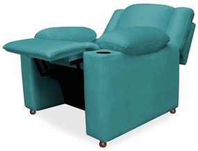 Poltrona Papai Manchester Reclinável Veludo Azul Tiffany