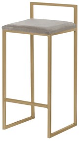 Banqueta Decorativa Selena Base Gold Veludo Cinza G41 - Gran Belo