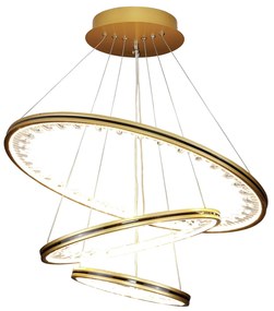 Pendente Opala Redondo 03 Aros Ø60 + Ø40 + Ø20Cm Led 50W 3000K Bivolt... (Champanhe)