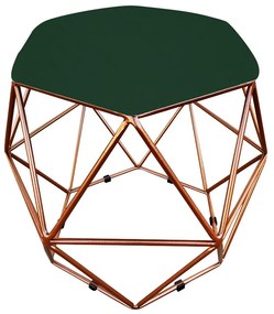 Puff Aramado Hexágono Decorativo Industrial Cobre com Suede D03 - D'Rossi - Verde