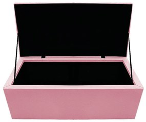 Recamier Baú Estofada Mel 90 cm Solteiro Com Capitonê  Suede Rosa Bebê - ADJ Decor