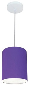 Lustre Pendente Cilíndrico Md-4012 Cúpula em Tecido 18x25cm Roxo - Bivolt