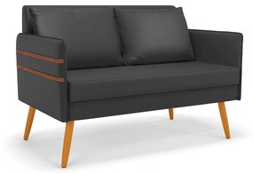 Namoradeira 02 Lugares Mari Corino Preto Pés Palito Castanho - D'Rossi