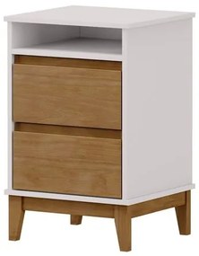 INATIVO Mesa de Cabeceira Herring 2 Gavetas e 1 Nicho na Cor Off White com Freijo 68 cm - 68482 Sun House
