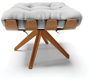 Puff Giratório Costela Suede Base de Madeira MA30 M11 - D'Rossi - Cinza