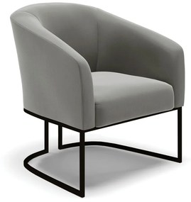 Poltrona Decorativa Industrial Preto Stella Suede Grafite D03 - DRossi