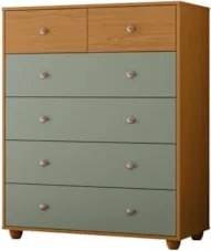 Cômoda Para Quarto 6 Gavetas 90cm Vittoria Cinamomo/Salvia  - Albatroz