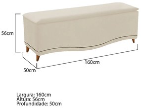 Calçadeira Estofada Yasmim 160 cm Queen Size Suede Bege - ADJ Decor