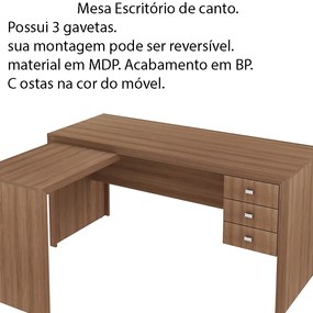 Mesa para Escritório Home Office ME4106 MDP Amendoa G69 - Gran Belo