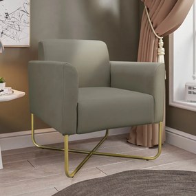 Poltrona Decorativa Isabella Base X Suede Nude/Dourado G19 - Gran Belo