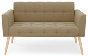 Sofá Namoradeira Elisa Suede Pés Palito Natural - D'Rossi - Marrom Rato