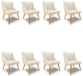 Kit 08 Cadeiras de Jantar Liz Corino Pes Palito Castanho D03 - D'Rossi - Bege