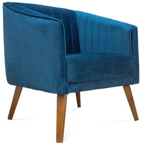 Poltrona Decorativa Dalia Pés de Madeira Suede Azul - Sheep Estofados - Azul