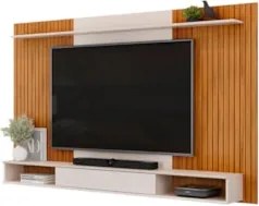 Painel TV 70 Pol 215cm Bancada Suspensa Ethan D04 Freijó/Off - Mpozena