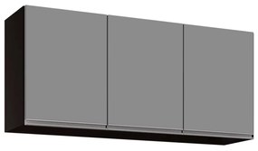 Armário Aéreo de Cozinha Lavanderia 03 Portas Tina 120 cm - D'Rossi - Preto e Castanho