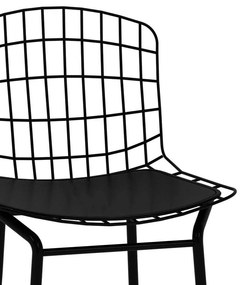 Banqueta Alta Aço Preta Bertóia Aramada Com Assento Preto