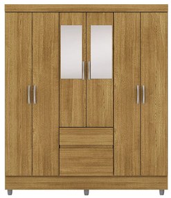 Guarda Roupa Casal Abruzzo 6 Portas de Bater 2 com Espelhos e 2 Gavetas Nature G98 - Gran Belo
