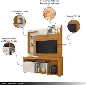 Home Theater Dedalo Prateleira em Vidro MDP até 50 Cinamomo/OffWhite G97 - Gran Belo