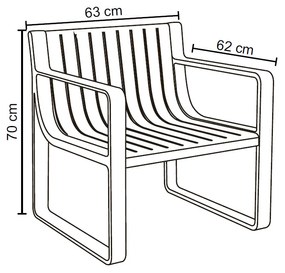 Conjunto 5 Peças Área Externa Bahamas 2 Poltronas 2 Mesas de Centro 1 Sofá 120cm em Fibra Natural Pêssego G56 - Gran Belo