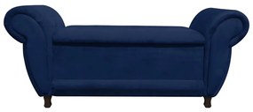 Recamier com Baú Itália Namoradeira Calçadeira Suede - D'Rossi - Azul Marinho