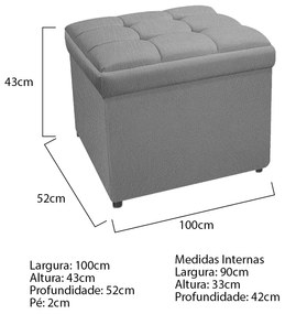 Calçadeira Copenhague 100 cm Solteiro Suede Cinza - ADJ Decor