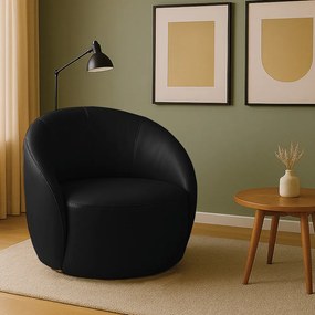Poltrona Decorativa Orgânica Giratória Lua Sintético PU D03 - D'Rossi - Preto