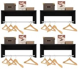 Kit 4 Nichos Cabideiros Suspensos Berlim Preto - Lumil Móveis