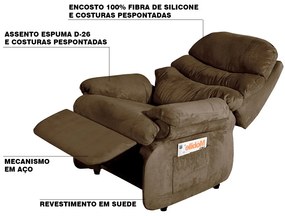 Poltrona do Papai Reclinável Debby Suede Marrom G30 - Gran Belo