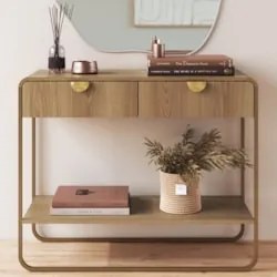 Aparador Sala de Estar 100cm 2 Gavetas Mario Hanover/Dourado A10 - Mpo