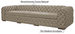 Sofá 4 Lugares Astúria 280cm Couro Bege 66 G58 - Gran Belo