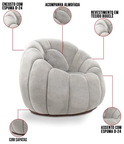 Poltrona Decorativa Orgânica Fixa Cloud Bouclê E03 - D'Rossi - Azul Turquesa