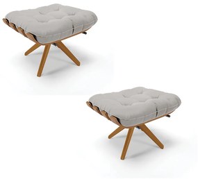 Puff Giratório Costela kit 2 Veludo Cinza Base de Madeira MA30 M11 - D'Rossi
