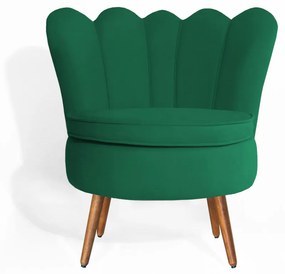 Poltrona Decorativa Dália Pés Palito Veludo Verde