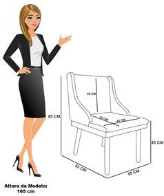 Cadeira Sala de Jantar Pé Palito Castanho Kit 4 Liz Bouclê D03 - D'Rossi - Bege