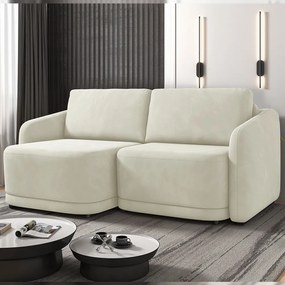Sofá Cama Modulado Retrátil e Reclinável Decorativo Varsóvia 236cm Veludo Bege G33 - Gran Belo
