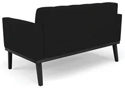 Sofá Namoradeira e 2 Poltronas Base Madeira Preto Ana Linho Preto - Ib