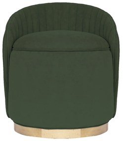 Puff Contemporâneo Max Drapeado - Mel Pinus - Tecido Veludo Esmeralda Kleiner