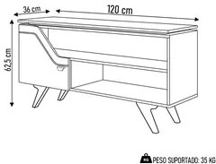 Rack Bancada para TV 50 Pol Pés Retrô Village B02 Off White/Naturalle